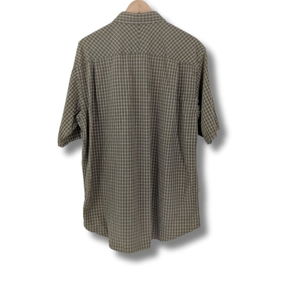 RedHead Olive Green Plaid 100% Cotton Large Short Sleeve Button Up Outdoor Shirt - Picture 3 of 5